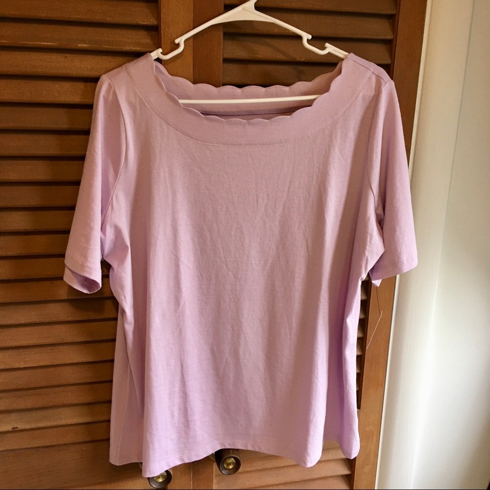 NWT TALBOTS PLUS PETITE: PIMA COTTON SCALLOP TEE